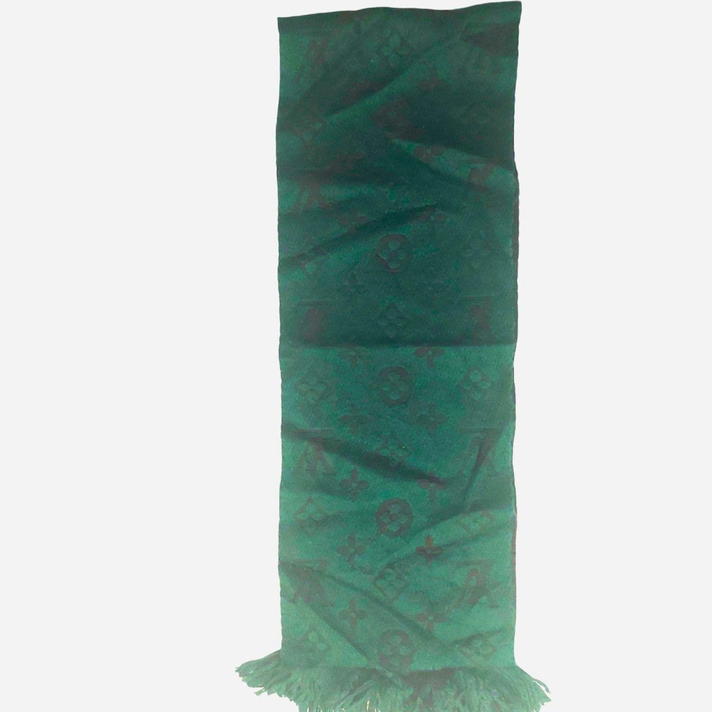 LOUIS VUITTON LV Vintage Green & Black Monogram Scarf Winter Scarves